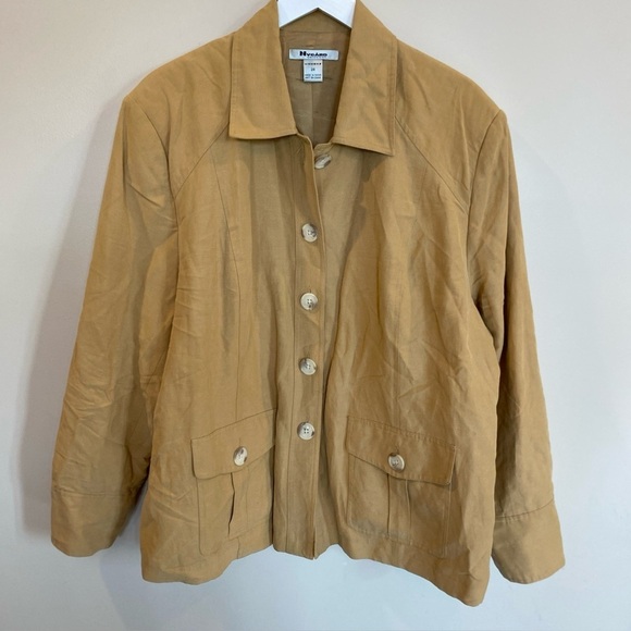 Nygard Collection Tops - Nygard Collection Silk Linen Top Tan Womens Plus Size 24 Pockets Button